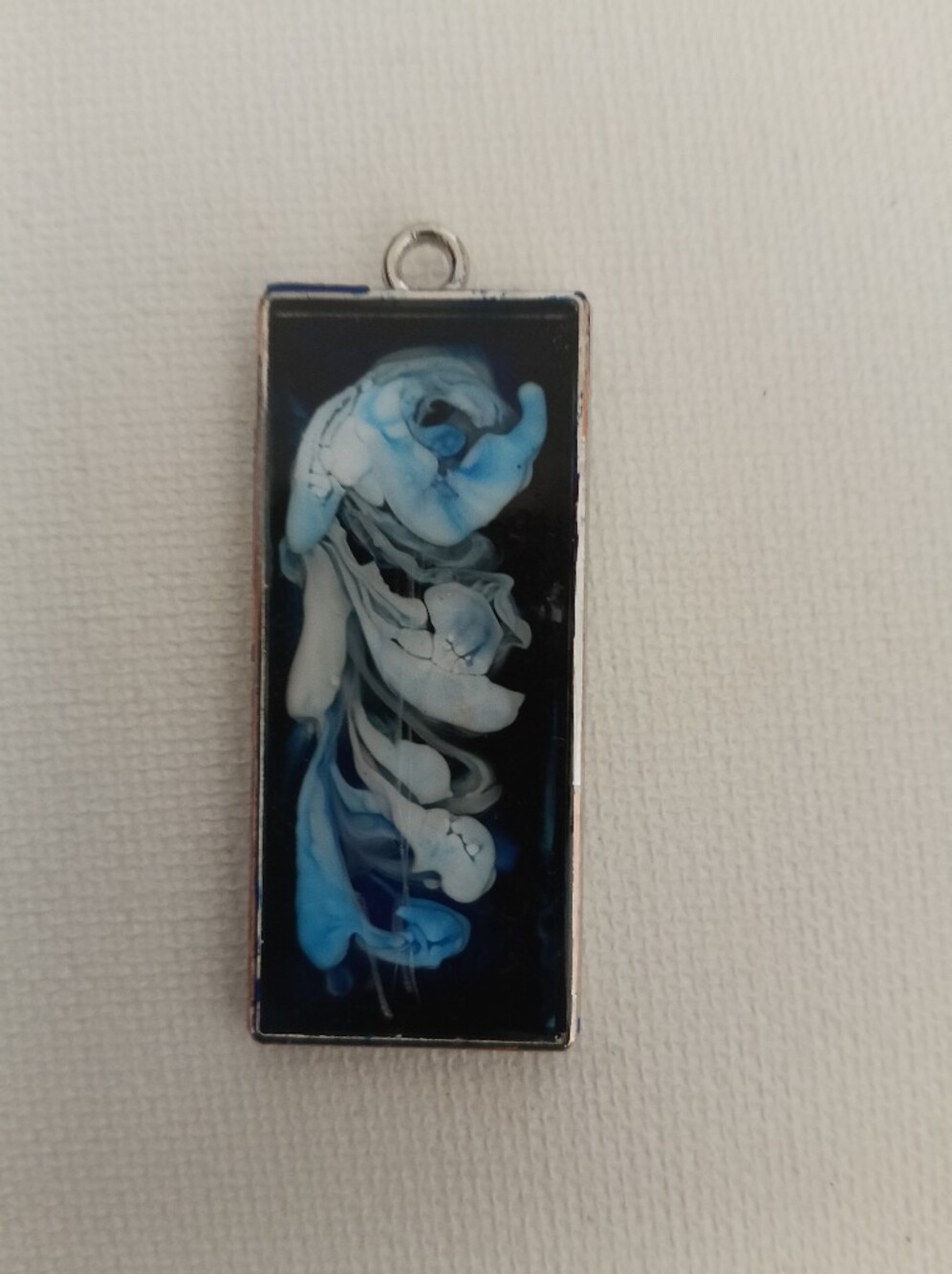 Blue & White Swirl Rectangular Pendant Necklace